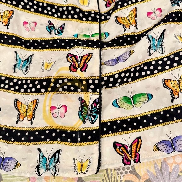 Vintage Silk Butterfly Polka Dot Blouse Alice Olivia Kate Spade Anthro Style - Picture 13 of 13